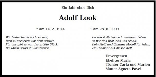 Look Adolf 1944-2009 Todesanzeige